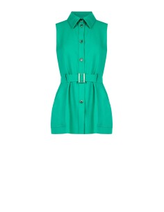 Gilet long en viscose mélangée avec poches et ceinture assortie Rinascimento