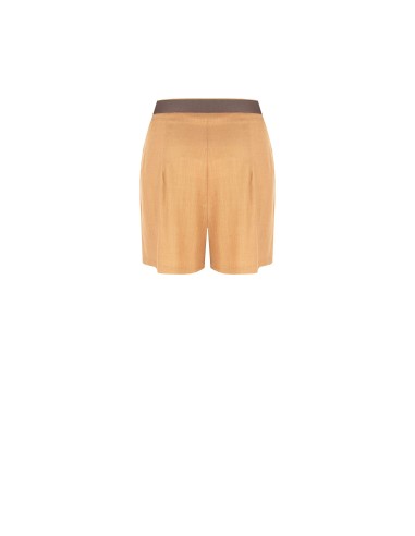 Short en mélange de viscose et de lin avec ceinture assortie en simili-cuir, marque Rinascimento