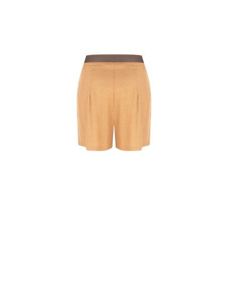 Short en mélange de viscose et de lin avec ceinture assortie en simili-cuir, marque Rinascimento