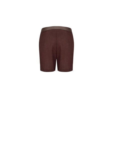 Short en mélange de viscose et de lin avec ceinture assortie en simili-cuir, marque Rinascimento