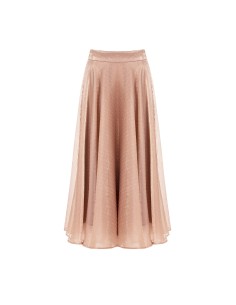 Jupe longue évasée en satin laminé avec strass « Rinascimento » 2