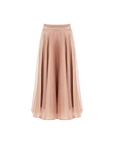 Jupe longue évasée en satin laminé avec strass « Rinascimento »