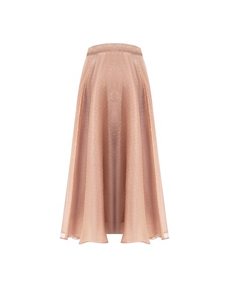 Jupe longue évasée en satin laminé avec strass « Rinascimento »