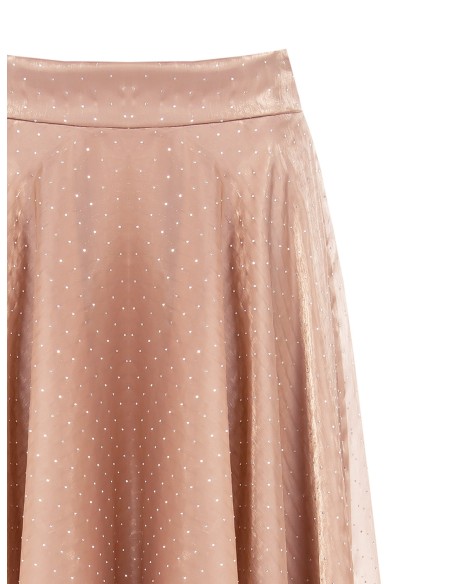 Jupe longue évasée en satin laminé avec strass « Rinascimento »