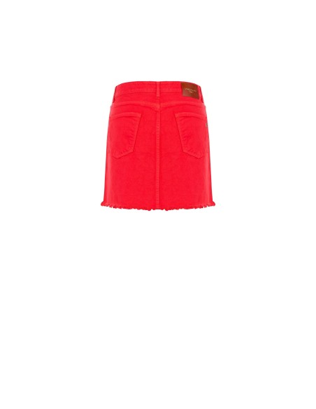 Mini-jupe en denim extensible à ourlet effiloché Rinascimento