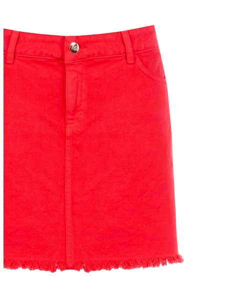 Stretchdenim minirok met gerafelde zoom van Rinascimento