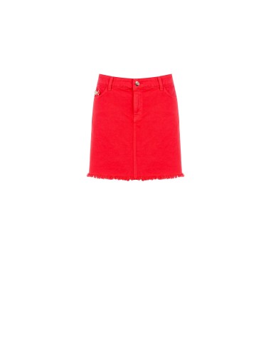Mini-jupe en denim extensible à ourlet effiloché Rinascimento