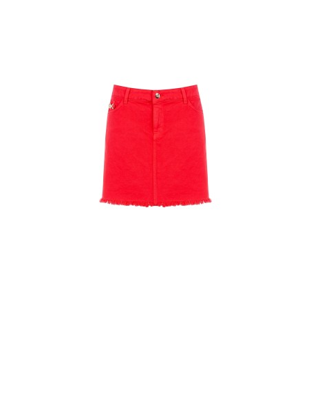 Stretchdenim minirok met gerafelde zoom van Rinascimento