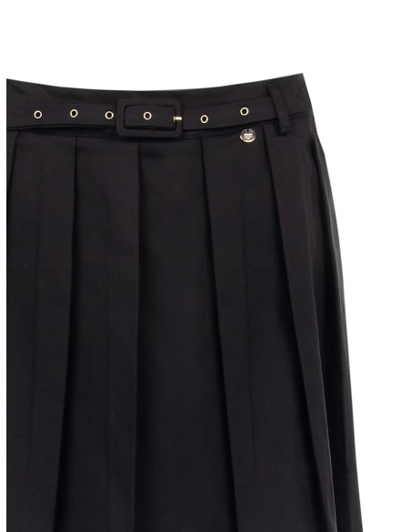 Mini-jupe plissée en mélange de lyocell et de coton avec ceinture assortie Rinascimento