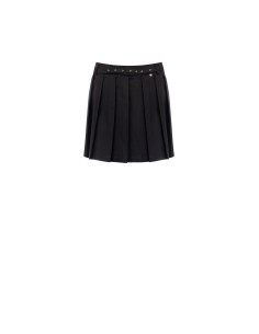 Mini-jupe plissée en mélange de lyocell et de coton avec ceinture assortie Rinascimento
