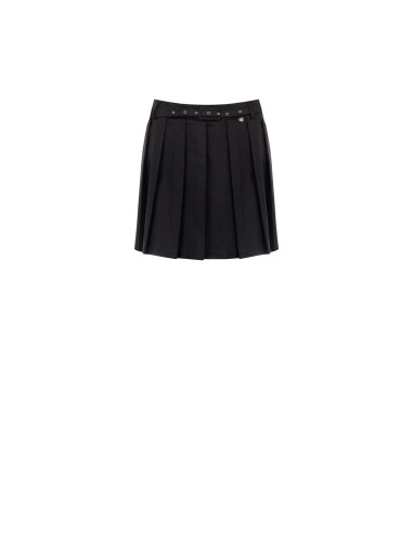 Mini-jupe plissée en mélange de lyocell et de coton avec ceinture assortie Rinascimento