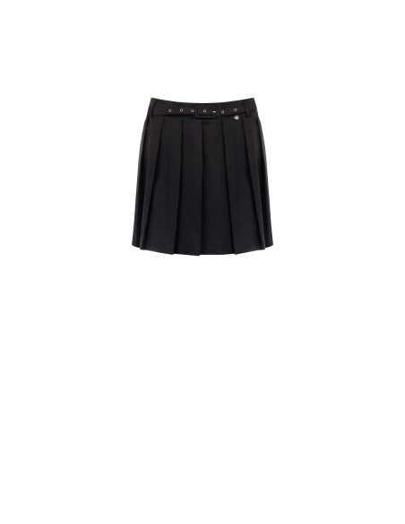 Mini-jupe plissée en mélange de lyocell et de coton avec ceinture assortie Rinascimento