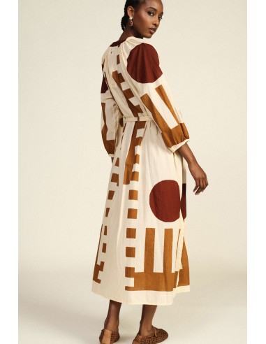 Robe longue à imprimé géométrique avec ceinture en tissu Dixie