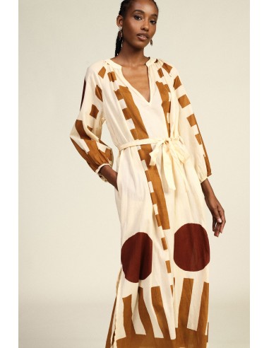 Robe longue à imprimé géométrique avec ceinture en tissu Dixie