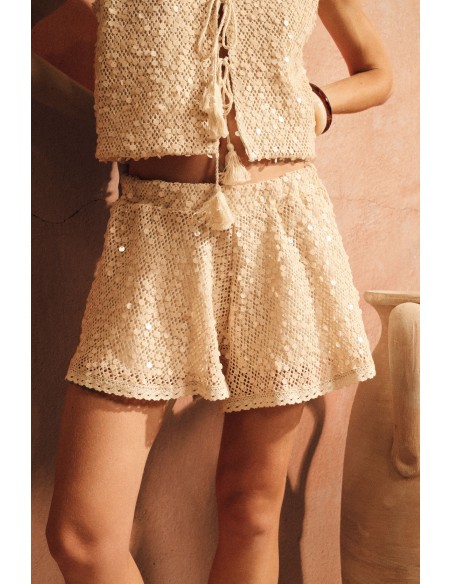 Shorts en dentelle à coupe ample et taille élastiquée Dixie