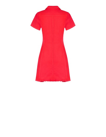 Robe courte cintrée en denim extensible avec ourlet effiloché Rinascimento