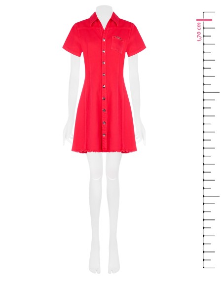 Robe courte cintrée en denim extensible avec ourlet effiloché Rinascimento