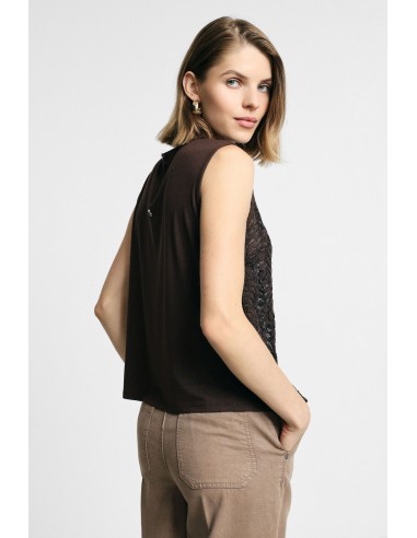 Top sans manches avec motif brodé Please