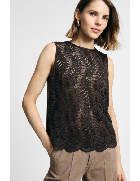 Top sans manches avec motif brodé Please