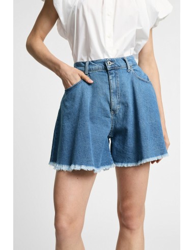 Svasati shorts met rokeffect en gerafelde zoom aub