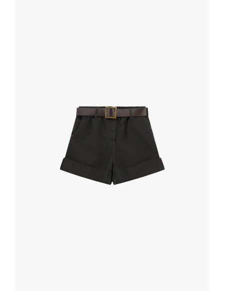 Regular-fit shorts met tailleband en omslag Please