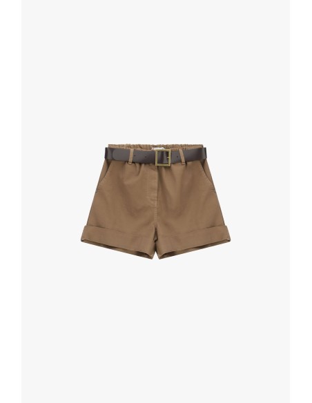 Short regular fit avec ceinture et revers Please