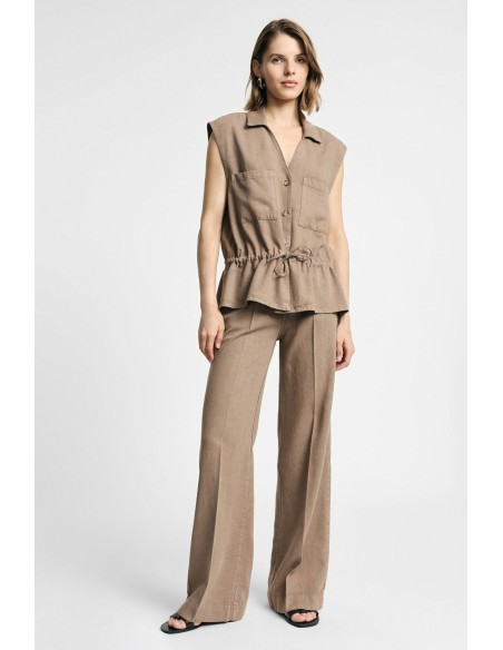 Pantalon palazzo taille haute avec poches latérales Please