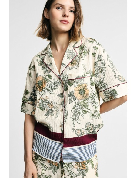 Chemisier boxy à motif floral et rayures Please