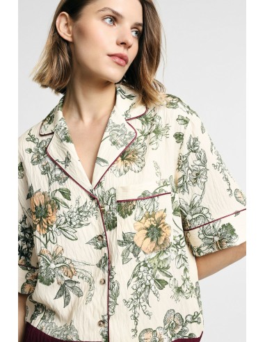 Chemisier boxy à motif floral et rayures Please