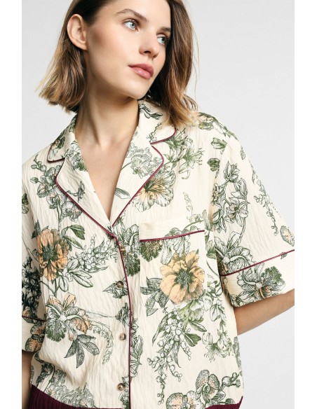Chemisier boxy à motif floral et rayures Please