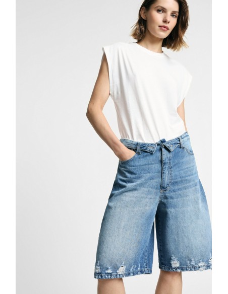 Knielange shorts met vijf zakken en een used-effect, alstublieft