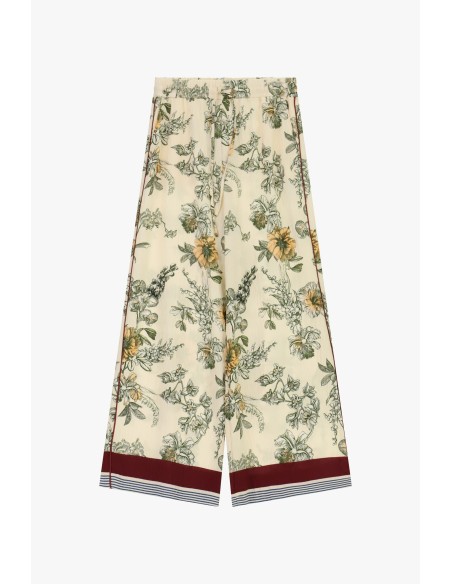 Pantalon palazzo à imprimé floral et bande contrastante Please
