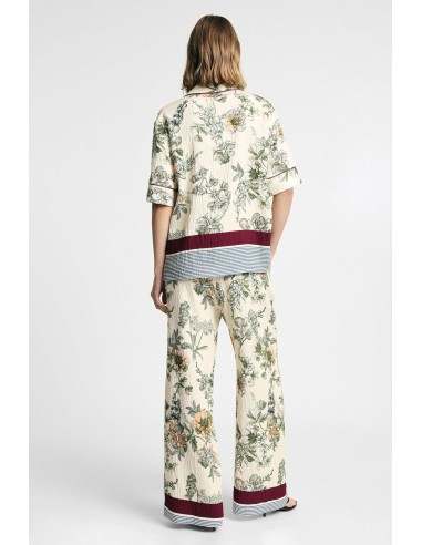 Pantalon palazzo à imprimé floral et bande contrastante Please