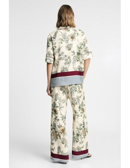 Pantalon palazzo à imprimé floral et bande contrastante Please