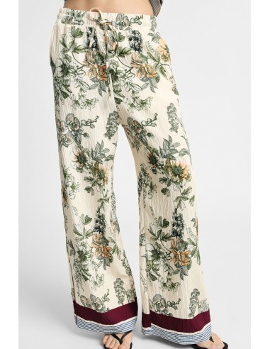 Pantalon palazzo à imprimé floral et bande contrastante Please