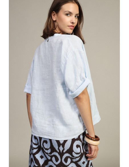 Chemise à col rond et manches courtes avec boutons Dixie
