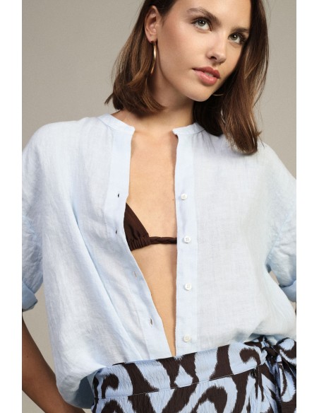 Chemise à col rond et manches courtes avec boutons Dixie