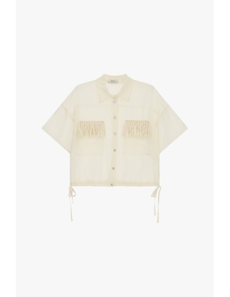 Chemise courte à poches et franges, manches courtes, modèle Dixie