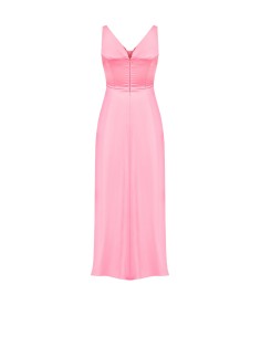 Robe longue en satin épais, avec drapé et fleur en strass « Rinascimento » 2