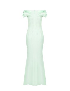 Robe longue en crêpe scuba avec fente et grand nœud en satin « Rinascimento » 2
