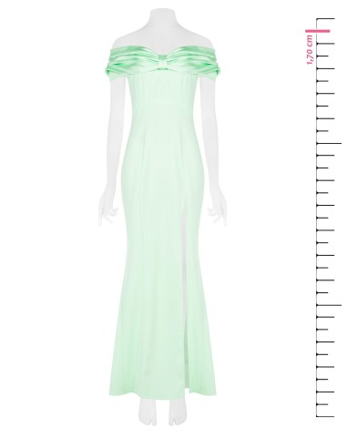Robe longue en crêpe scuba avec fente et grand nœud en satin « Rinascimento »