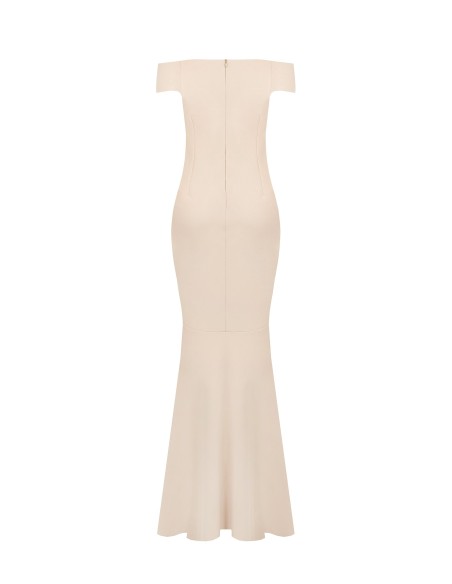 Robe longue de style sirène en crêpe scuba avec coutures verticales « Rinascimento »