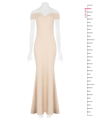 Robe longue de style sirène en crêpe scuba avec coutures verticales « Rinascimento »