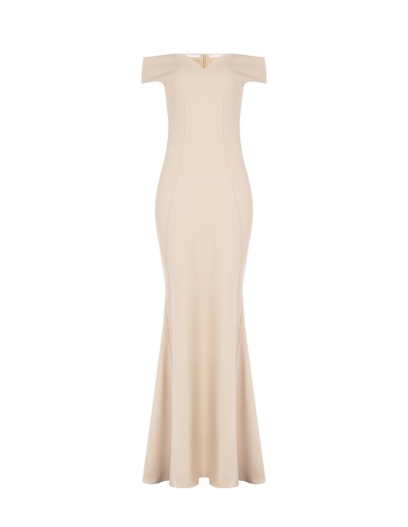 Robe longue de style sirène en crêpe scuba avec coutures verticales « Rinascimento »