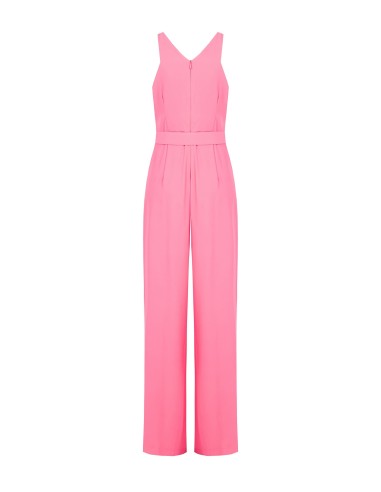 Combinaison pantalon palazzo intégrale en tissu fluide avec ceinture rigide assortie et plaque logo Rinascimento