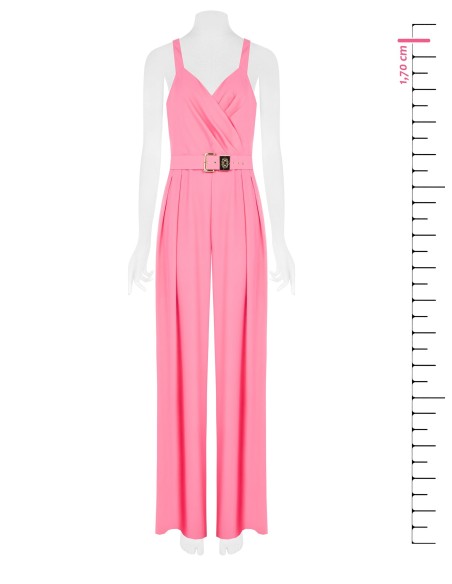 Combinaison pantalon palazzo intégrale en tissu fluide avec ceinture rigide assortie et plaque logo Rinascimento