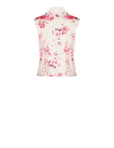 Haut fluide cintré en satin à motif de roses avec foulard intégré « Rinascimento » 2