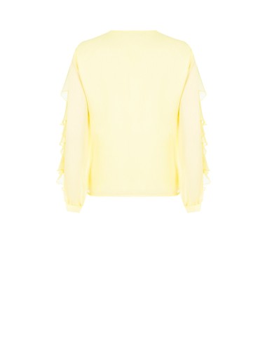 Blouse cintrée en georgette plissée, avec encolure en V et volants Rinascimento