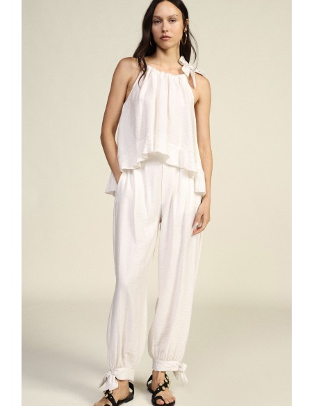 Pantalon palazzo avec bas noué et pinces Dixie