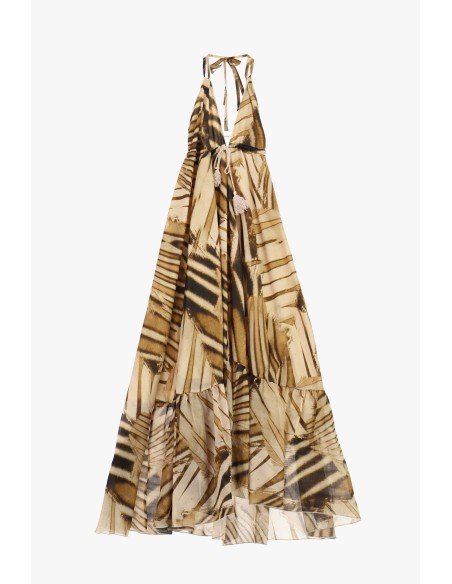 Robe longue à imprimé géométrique avec décolleté à nouer Dixie